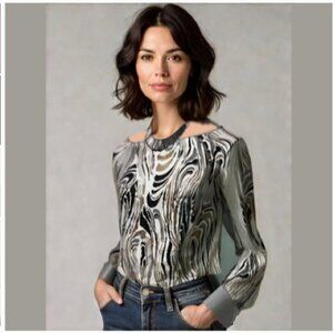 KENNETH Cole Silk Patterned Blouse Size 4